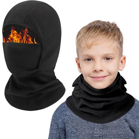 AYPOW Passamontagna in Pile Termico Bambini 4-13 Anni, Invernale Multifunzione Antivento Caldo Maschera da Sci da Ciclismo, Berretti Cappello con Scaldacollo per Ragazzi Ragazze Sport all'Aria Aperta