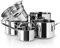 Eva Trio | Stainless Steel Topfset 5 St. 1,1 l 2,2 l 3,6 l 4,8 l & Pasta-Einsatz |Komplettes Set aus Töpfen mit dazugehörigem Pasta-Einsatz