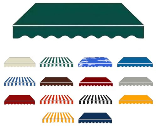 Toldo articulado resistente al agua, protección solar, toldo para balcón: con marco grueso, toldo extensible manual, práctico e inoxidable, protección UV (verde oscuro, 4 x 2 m)