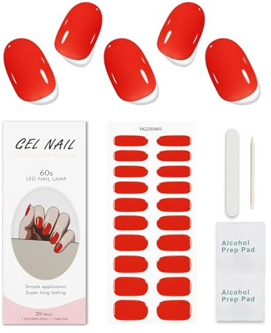 JMEOWIO Nagelfolie Rot Gel Nail Nagelfolien Selbstklebend Nagelsticker Uv Härtend Dekoration Nageldesign Zubehör