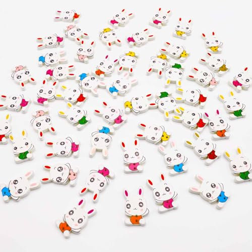 ParPix 50 Stück Bunt Holz Konfetti Ostern Hasen Deko, Häschen Streudeko Ostern Deko, Hasen Ostern Tischdeko, Holzdeko Osterhasen Konfetti, Ostern Dekoration Confetti, Easter Häschen Deko DIY Supplies