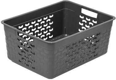 BranQ - Home essential Universeller, multifunktionaler, Aufbewahrungskorb in Cotton Design, BPA-frei Kunststoff, Grösse L - 10 Ltr., 1 Stk. graubraun