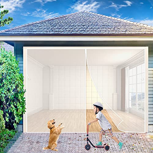 Magnetic Fly Screen Door 165x220 cm Retractable Mesh Curtain to Keep Mosquitoes and Bugs Out White