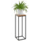 LAMO Manufaktur 70 cm Support Plantes | Piédéstal pour Plantes | Porte-plantes Interieur Cadre Noir | Plateau 100% Bois Massif Couleur: Rustique