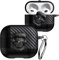 Fofvccv for AirPods 3rd Generation 2021 Case with Rotatable Skull Metal Lock, Men Carbon Fiber Shockproof Protective Cover with Carabiner Compatible with MagSafe for AirPods 3 Case, Skull Black