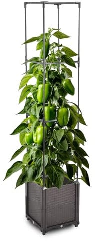 Gartenwelt Riegelsberger Blumenkasten mit Rankhilfe 4 Ebenen 30x30xH164 cm Pflanzgefäß für Kletterpflanzen Tomaten