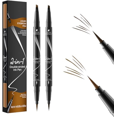 2 Stück Augenbrauenstift Wasserfest, 2-in-1 Dual-Ended Microblading Augenbrauenstift, Wischfest 3D Eyebrow Pencil Kann Leicht Natürliche Augenbrauenfarbe