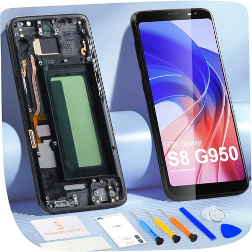Écran LCD pour Samsung Galaxy S8 Écran de Rechange pour Samsung S8 G950F SM-G950F Display Ecran Replacement Incell Tactile Digitizer Assembly avec Réparation Kit (Noir Con Cornice)