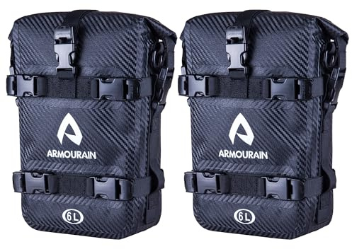ARMOURAIN Sturzbügeltasche Motorrad Sozius Tasche Motorrad Taschen für Sturzbügel Motorrads Gepäck Wasserdicht 6Lx2 Wasserdicht Hecktasche für Meisten Motorräder Geeignet Carbon Schwarz 2 Stücke