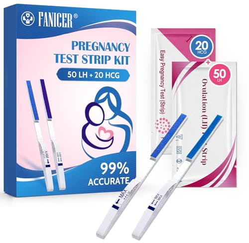 50 Pruebas de Ovulación y 20 Pruebas de Embarazo, Test de Ovulación, 25 miu/ml Sensibilidad, Test Ovulacion Sensibilidad, Rápido Fácil de Usar, Prueba de Fertilidad Familiar Femenina(50LH + 20HCG)