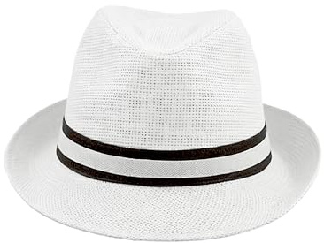 Fedora-Hut mit dekorativem Band, elegant und atmungsaktiv für Sommer, Strand, Reisen oder Freizeit