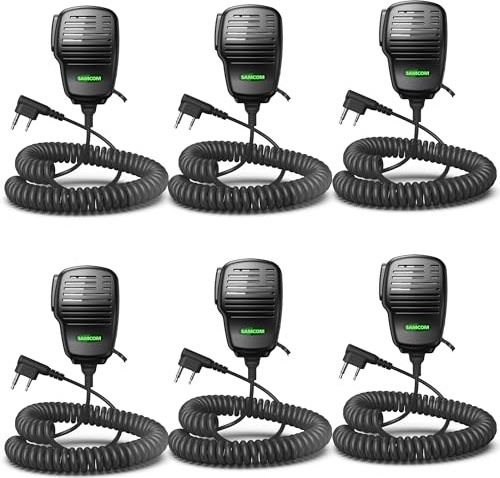 SAMCOM 6 Pack Waterproof 2 Pin Shoulder Speaking Mic for Two Way Radios | Heavy Ham Radio Hand Shoulder Microphone for FPCN10A FPCN30A BF-F8HP PRO AR-5RM UV-21R Walkie Talkies, Kenwood 2-Way Radio