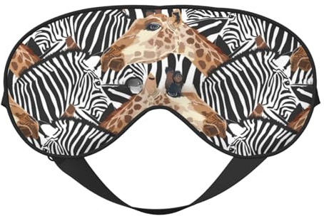 Bequeme Augenmaske mit Zebra- und Giraffen-Druck, volle Abdeckung, leicht, für Herren und Damen, Outdoor, Reisen, Entspannung
