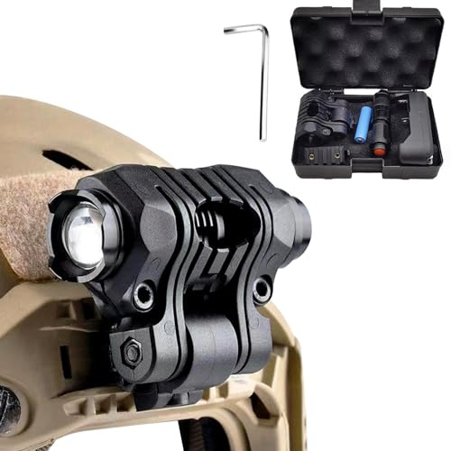 Chestnut-YX Taktischer Helm ARC Schiene Licht mit Mount LED Mini Zoombare Helm Taschenlampe, Taschenstift Taschenlampe mit 20mm Picatinny Schiene Mount Speicherkasten Ladegerät (Brown)