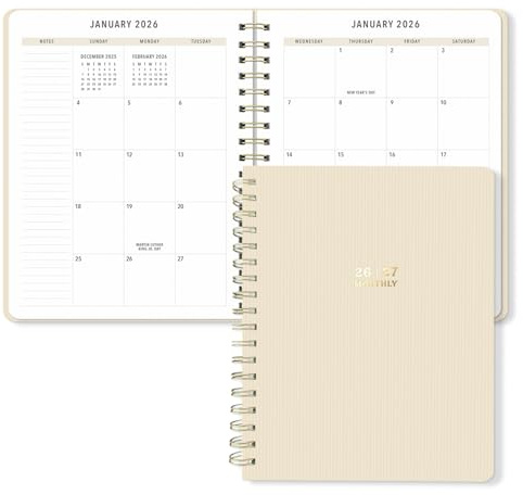 Sweetzer & Orange 2026-2027 Monthly Planner Notebook – 7.5 x 9.5 Two-Year Calendar Planner – January 2026 to December 2027 – Clean Monthly Layout, Sturdy 120gsm Paper, Gold Spiral Binding