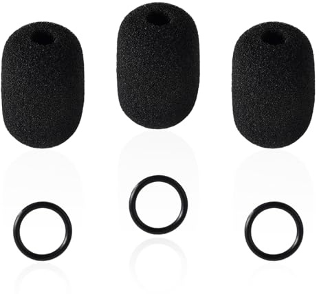 3pcs Mini Microphone Foam Cover for Bose, Black Microphone Windscreen Headset Mic Foam Cover with Rubber Rings for Bose Aviation X A10 A20 A30 Headset