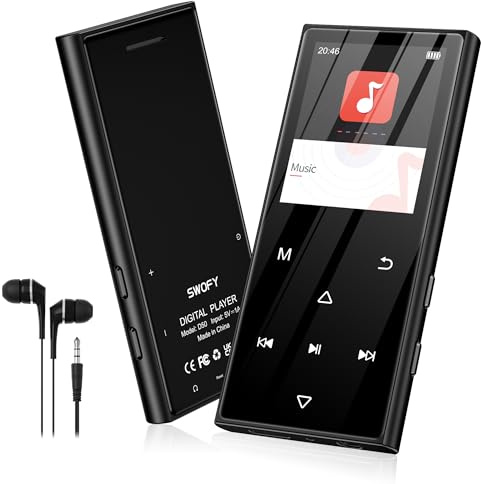SWOFY 128GB MP3-Player Bluetooth 5.3, 1.8-Zoll-Screen & HiFi-Musik, mit Lautsprecher, FM-Radio, E-Book-Funktion und Aufnahmefunktion (schwarz)