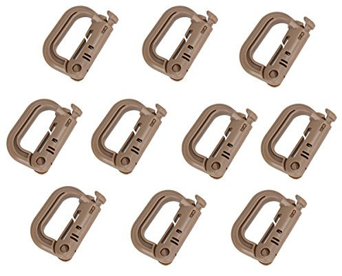 Molle Clip Taktischer Mehrzweck-Kleiner D-Ring Grimloc-Verriegelung Haken zum Aufhängen Taktische Glieder Snap Schlüsselanhänger Knopf Karabiner Entriegelung für Molle Gurtband (10 Stück)