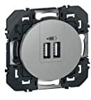 Legrand 600443 Double chargeur USB Type-A dooxie 3A finition alu