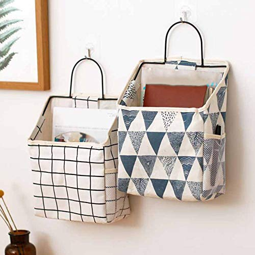 Zeitungsständer aus Baumwolle und Leinen, Zeitschriftensammler, 1PCS Schmiedeeisen Wand montiert Bücherregal einfache Wohnzimmer Zeitungsständer Zeitschriftenständer Aufbewahrungskorb (Blau)