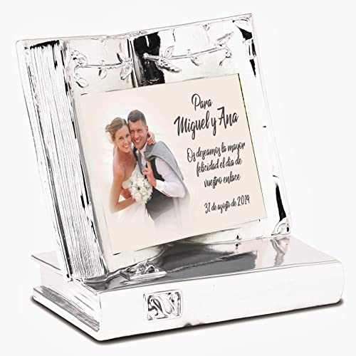 NuevoArte | Placa Conmemorativa con Foto a Color y Grabado Personalizado para Regalo, Homenaje, Boda, Aniversario, Jubilación. Libro.