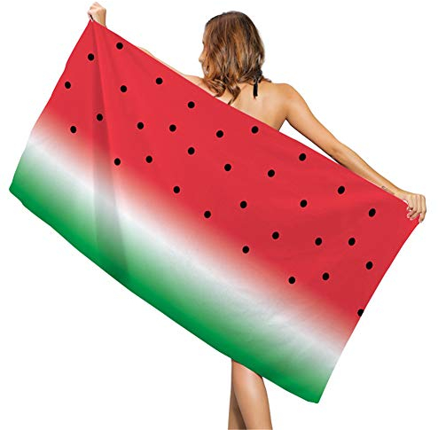 Surwin Microfaser Strandtuch Große, Handtuch Leicht Tragbar Rechteckig Badetuch Schnelle trockene Wasseraufnahme Bad Pool Badetuch Reise Urlaub Strand Geschenk (Wassermelone 1,70 * 35cm)