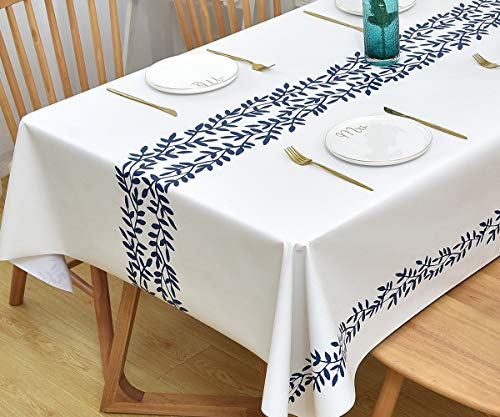 Yofori Table Cloth Plastic Tablecloth Wipeable PVC Wipe Clean WaterProof Table Cover (Rattan, 137x220cm)