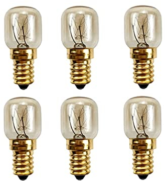 RENJINGG Lampadine da Forno, 15W, 25W, Ottone Bocca A Vite E14 Resistenza alle Alte Temperature Forno A Microonde Forno Frigorifero Valutato Lampadina Multiuso 220V (Color : Brass, Size : 15W)