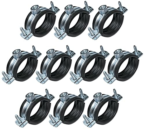 AERZETIX - C49880 - Lot de 10 Collier isophonique -support fixation avec joint - pour tuyau Ø 1/2'' 20-23mm - DIN EN 10111 - en acier zingué - à visser М8