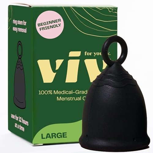 Viv for Your V Große Premium-Menstruationstassen für starken Blutfluss, Pull Tab Ring Stem Einfache Entfernung, Weiche Tampon-Alternative, Bequem 12 Stunden Tragen, Medizinisches Silikon