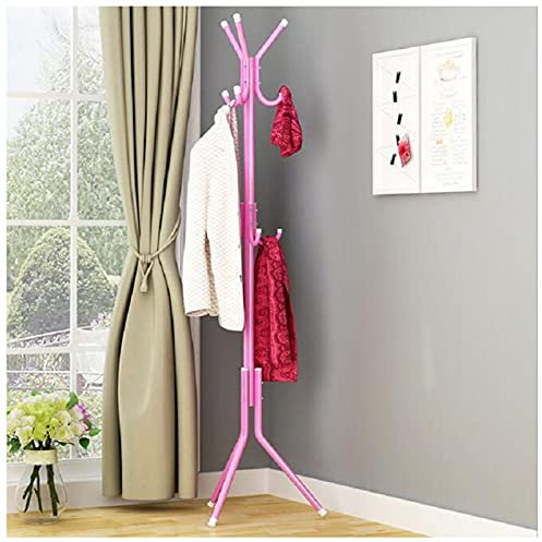 DFANCE Porte Manteau sur Pied Vêtements Portemanteau Style Minimaliste,Porte Manteau Perroquet Métal Porte Manteau avec 12 Crochets,Convient pour la Maison,Le Bureau,Les lieux publics,Rose