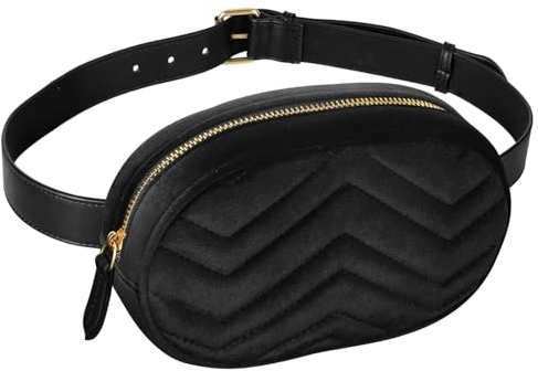 Geestock Bauchtasche Damen Stylisch Gürteltasche PU Leder, Fanny Pack Brusttasche Black Velvet wasserdichte Hüfttaschen für Frauen Verstellbare Träger Brustbeutel, zum Wandern Das Einkaufen Reisen