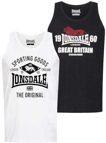 Lonsdale Herren Singlet schmale Passform Doppelpack Biggin XXXL, Black/White