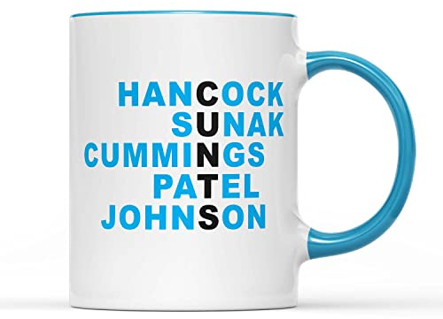 Downing Street C*NTS Mug - Funny Novelty Boris Downing Street Government Meme Inspired Politics Politician Gifts Presents Ideas Joke Gift Present Merch Cup Coffee (Blue Handle Prime)