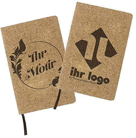 STEMPEL-FABRIK – personalisiertes Notizbuch A6 mit Kork Hardcover – graviertes Bullet Journal unliniert – Nachhaltiges Notizheft – 80 Seiten – Blanco Tagebuch mit Lesezeichen – Notebook