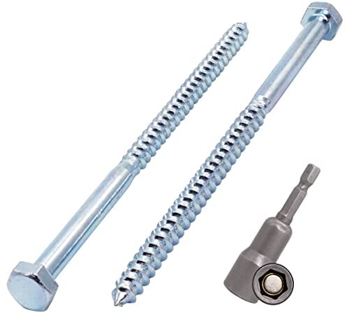 SKIR'CO Lot de 15 vis à bois hexagonales DIN 571 en acier zingué M8 x 140 mm - Vis tire-fond hexagonales (avec embout hexagonal magnétique)