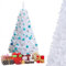 GYMAX Sapin de Noël Blanc 150 cm Artificiel, Apparence Réaliste avec Branches Denses, Installation Facile avec Corps en Sections, Stable avec Base Métallique, pour Intérieur, Extérieur, Maison