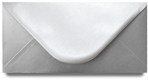 DL (110mm x 220mm) Coloured Envelopes for Greetings Cards Party Invitations & Craft - Pack of 30 (Metallic Silver)