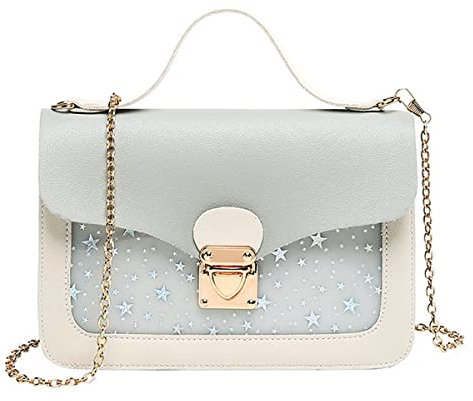 A-QMZL Sac à Bandoulière Femme,Sac Bandoulière Tendance, Petite Chaîne Sacoche Besace Porté Main ,Epaule Crossbody Sac à Main Téléphone Shoulder Bag, pour Enfants, Femme, Filles (Etoiles-gris)