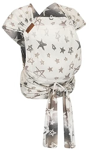 Hoppediz Hop-Tye Advanced - 4-in-1 Babytrage für Neugeborene ab Geburt - Halfbuckle Tragehilfe mit Tuchträgern - mitwachsend bis 20 kg - Design Singapur grey