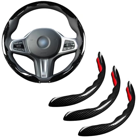 Lenkradbezug Auto Carbon Glitzer Lenkradhülle 3 teilig Lenkradschutz Anti Rutsch Universal Lenkrad Cover 36-38cm Schwarz