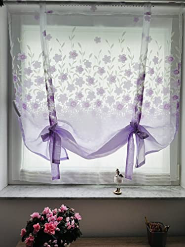 Lactraum Raffgardinen Raffrollo Arbeitszimmer Kinderzimmer Küche Frühling Blumen (Violett)