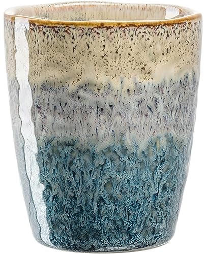 LEONARDO Matera Becher - Große Kaffeetasse aus Keramik - Inhalt 300 ml - Handarbeit - Mikrowellengeeignet, spülmaschinenfest - 1 Stück in beige/anthrazit/blau