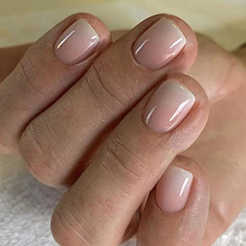 Ceboic Press On Nails Kurz Französischer Tipp, Eckig Künstliche Nägel Acryl Nägel Zum Aufkleben mit Nagelkleber Aufkleber, 24 Stück Kunstnägel Fingernägel Fake Nails für Frauen
