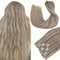 Hetto Clip in Extensions Echthaar Blond Echthaar Extensions Clip 120g 50 cm 7pcs Highlights Goldene Blond Gerade Remy Vollkopf Natürliche Invisible Haarverlängerung #17/23