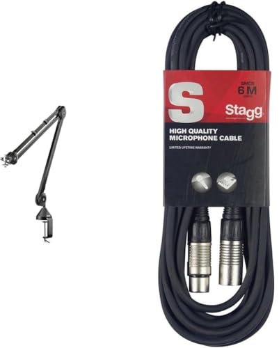 RØDE PSA1 - Bras de studio professionnel & Stagg Câble microphone de haute qualité XLR vers prise XLR, 6 m, noir