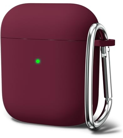 Oakxco für Airpods Hülle Silikon Bunt Matt Glatt Dünn Weich Gummi Airpods 1/2 Generation Case, Mädchen Einfarbig Hart Plastik Slim TPU Aesthetic Silikonhülle mit Karabiner, Weinrot