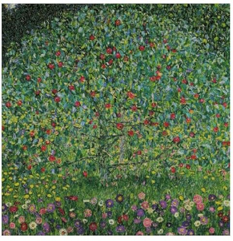 max stitch design Kreuzstich-Set Apfelbaum von Klimt nach Zählmuster, 100 % Baumwolle, Fadenzahl 14, 300 x 300 Stiche, 54 x 54 cm, Baumwolle