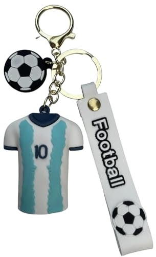 EZB Lionel Messi Fußball Schlüsselanhänger | Dekorativer doppelseitiger Schlüsselanhänger Geschenkidee | Messi Argentinien Schlüsselanhänger, weiß, One size