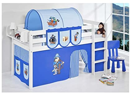 Befara HOCHBETT NEPTUNO MIT VORHAENGE - 90 x 190 - Piraten blau